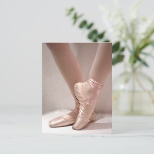 Roze baletslippers briefkaart (Staand voorkant)