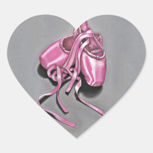 Roze baletslippers hart sticker