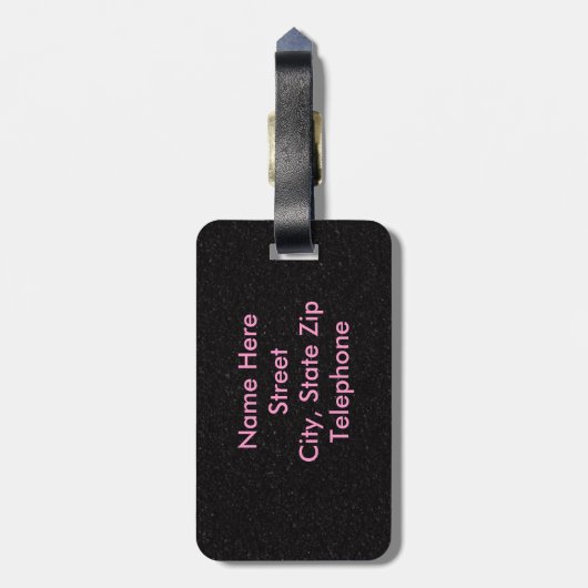 Roze baletslippers op zwart Bagagelabel (Achterkant verticaal)