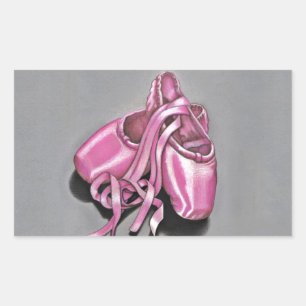 Roze baletslippers rechthoekige sticker