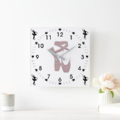 Roze baletslippers vierkante klok (Huis)