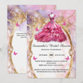Roze balgons bloemen vlinder bruid te zijn kaart (Voorkant / Achterkant)