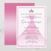 Roze baljurk & Tiara Quinceañera Verjaardag Kaart (Voorkant / Achterkant)