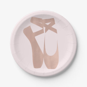 Roze Baljurkschoenen Ballerina Verjaardagsfeestje Papieren Bordje