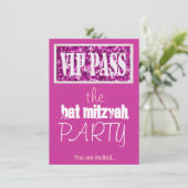 Roze balk Mitzvah Bat Mitzvah VIP Kaart (Staand voorkant)