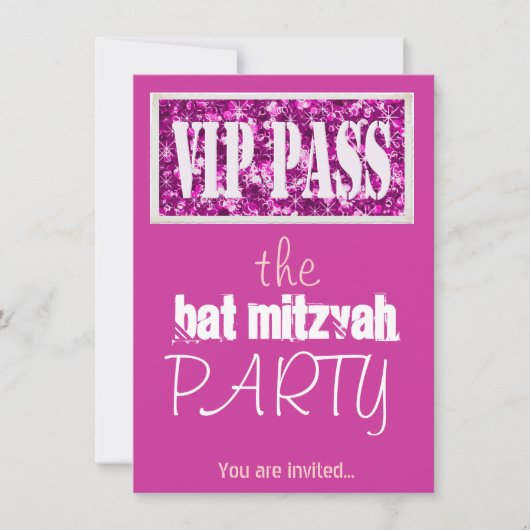 Roze balk Mitzvah Bat Mitzvah VIP Kaart (Voorkant)