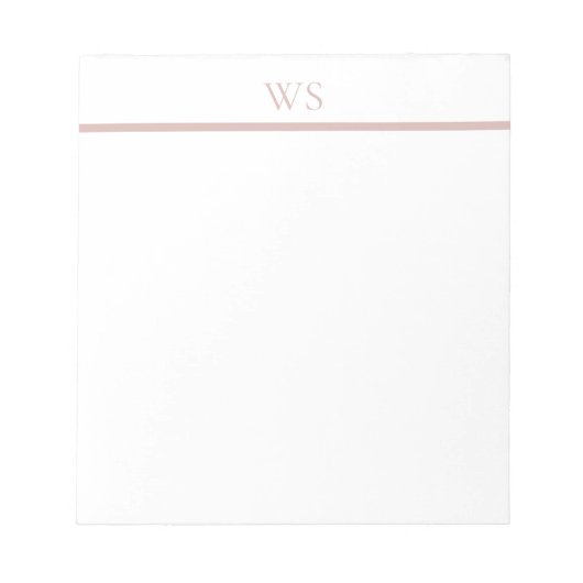 Roze Balk Monogram Gepersonaliseerde Notitieblok (Voorkant)