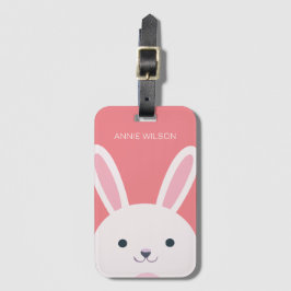 Roze ball Cute Bunny Cartoon op maat Bagagelabel