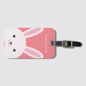 Roze ball Cute Bunny Cartoon op maat Bagagelabel (Voorkant (horizontaal))