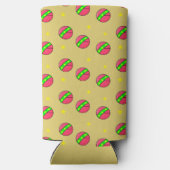 Roze ballen en sterren bruin seltzer blikjeskoeler (Achterkant)