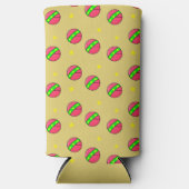 Roze ballen en sterren bruin seltzer blikjeskoeler (Voorkant)