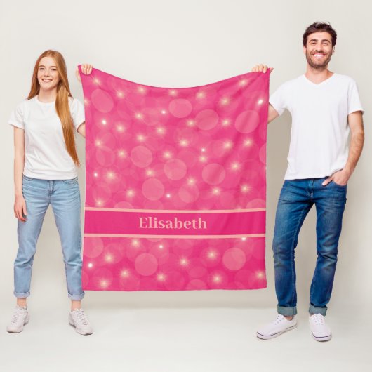 roze ballen en sterren personaliseren fleece deken (In situ)