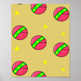 Roze ballen en sterren poster