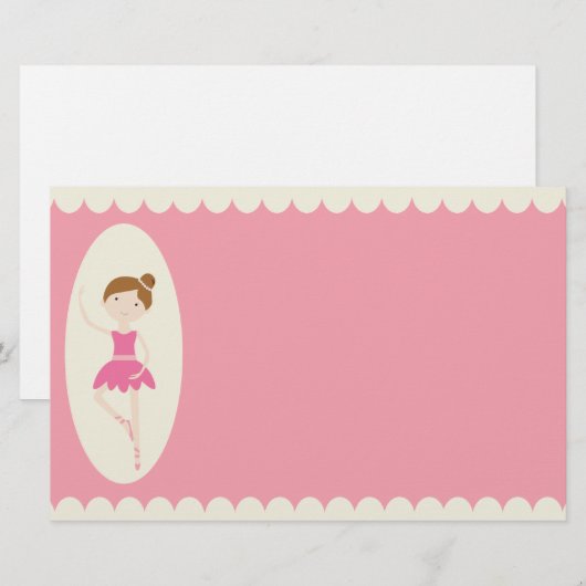 Roze Ballerina 1 briefpapier (Voorkant / Achterkant)