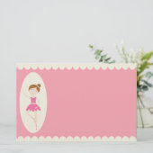 Roze Ballerina 1 briefpapier (Staand voorkant)
