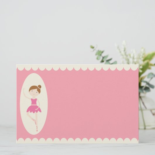 Roze Ballerina 1 briefpapier (Staand voorkant)