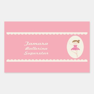 Roze Ballerina 1 Rectangle Stickers