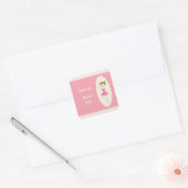 Roze Ballerina 1 Vierkante Stickers (Envelop)