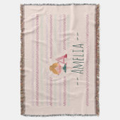Roze Ballerina "A" Monogram Naam Deken (Voorkant Verticaal)