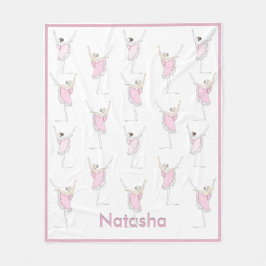 Roze Ballerina Aangepaste naam Dance Girl Fleece Deken