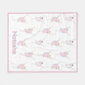 Roze Ballerina Aangepaste naam Dance Girl Fleece Deken (Voorkant (Horizontaal))