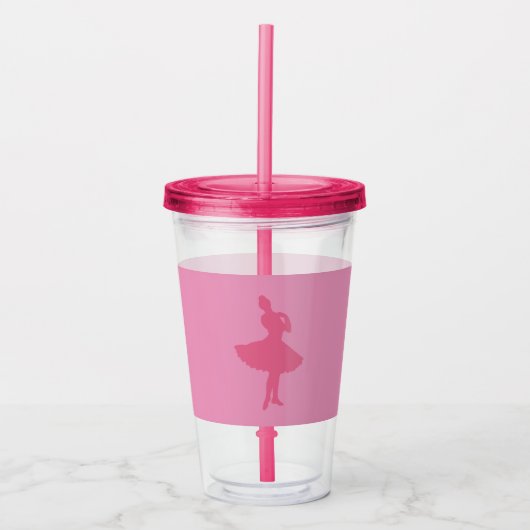 Roze Ballerina Acryl Drinkbeker (Voorkant)