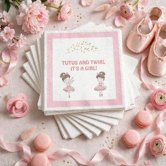 Roze Ballerina Baby Meisje Shower Tutus & Draai Servet