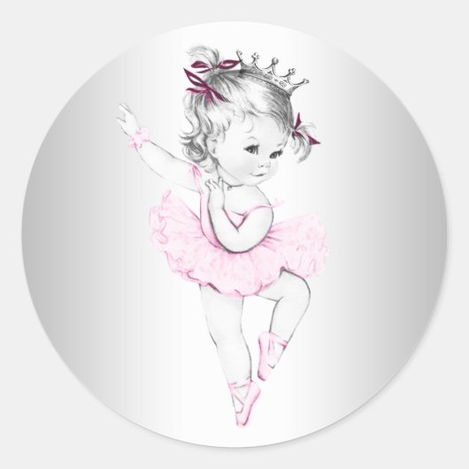  Roze Ballerina Baby shower Sticker (Voorkant)