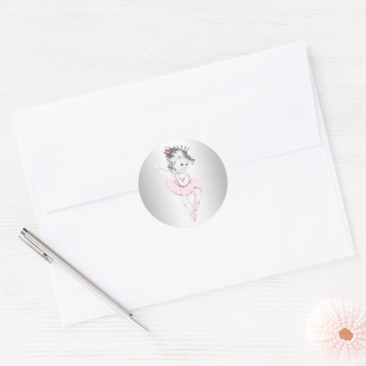  Roze Ballerina Baby shower Sticker (Envelop)