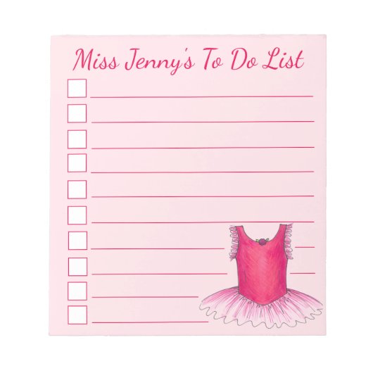 Roze Ballerina Ballet Dance-leraar om een lijst op Notitieblok (Voorkant)