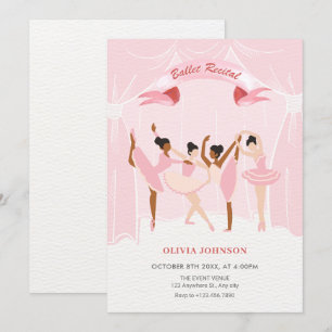 Roze ballerina ballet recital kaart