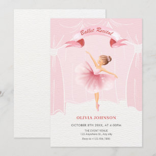 Roze ballerina ballet recital kaart