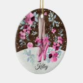 Roze Ballerina Ballet schetst Floral Waterverf Keramisch Ornament (Rechts)