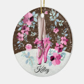 Roze Ballerina Ballet schetst Floral Waterverf Keramisch Ornament (Links)