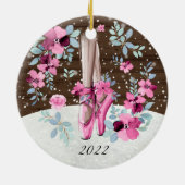 Roze Ballerina Ballet schetst Floral Waterverf Keramisch Ornament (Achterkant)