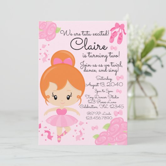 Roze Ballerina Ballet Tutu Verjaardag Kaart (Staand voorkant)