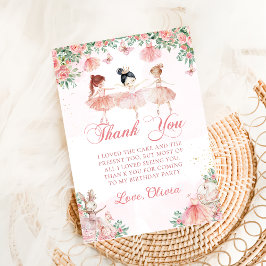 Roze Ballerina Ballet Verjaardag Dankjewel Card Bedankkaart