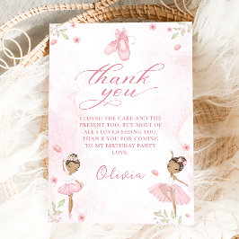 Roze Ballerina Ballet Verjaardag Dankjewel Card Bedankkaart