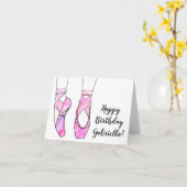 Roze Ballerina Ballet Verjaardagsfeest Kaart (Gele Bloem)