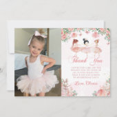 Roze Ballerina Ballet Verjaardagsfoto Bedankkaart (Voorkant)