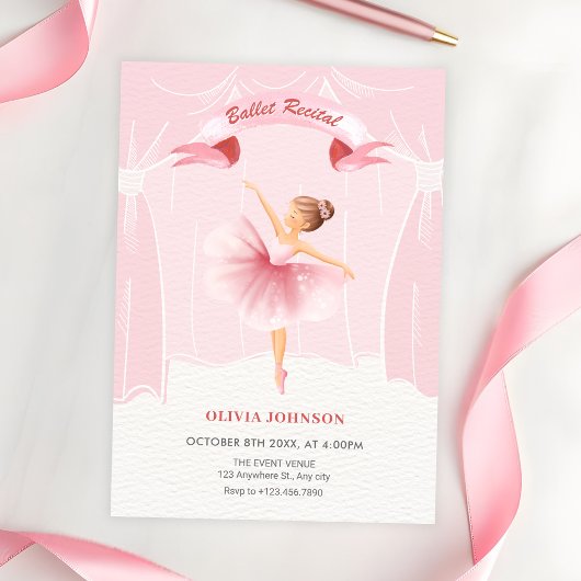 Roze ballerina balletuitvoering kaart
