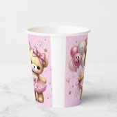 Roze Ballerina Beer Glitter Ballon Verjaardagsfees Papieren Bekers (Links)