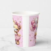 Roze Ballerina Beer Glitter Ballon Verjaardagsfees Papieren Bekers (Rechts)