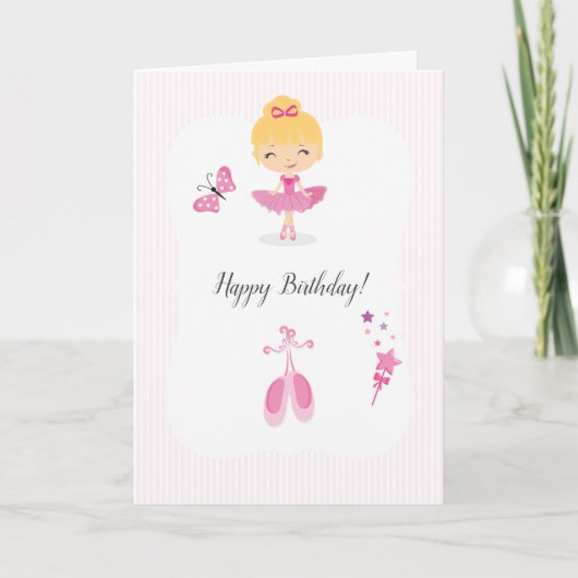 Roze Ballerina Birthday - groet Kaart (Voorkant)