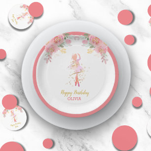 Roze Ballerina Birthday Party Shower - Aangepast Papieren Bordje