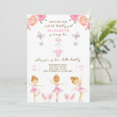 Roze Ballerina Birthday Uitnodiging (Staand voorkant)