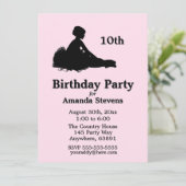 Roze Ballerina Birthday Uitnodiging (Staand voorkant)