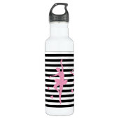 Roze Ballerina Black & White Stripe Water Flacon Waterfles (Voorkant)