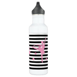 Roze Ballerina Black & White Stripe Water Flacon Waterfles