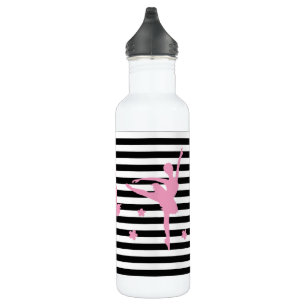 Roze Ballerina Black & White Stripe Water Flacon Waterfles